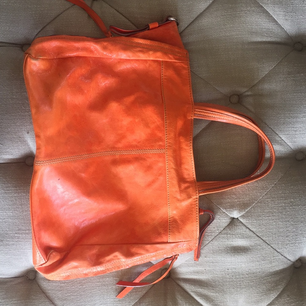 Adorable orange leather handbag made in Italy